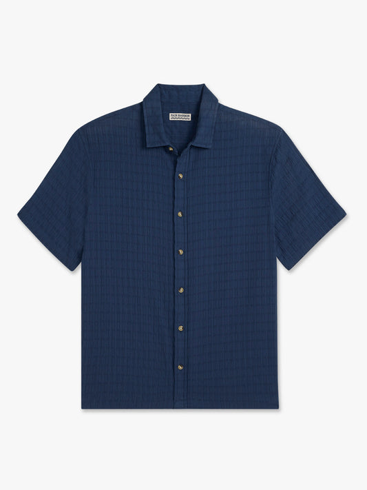 Fair Harbor Oasis Textured Shirt - Navy Basket Weave