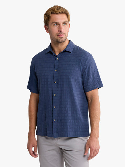 Fair Harbor Oasis Textured Shirt - Navy Basket Weave