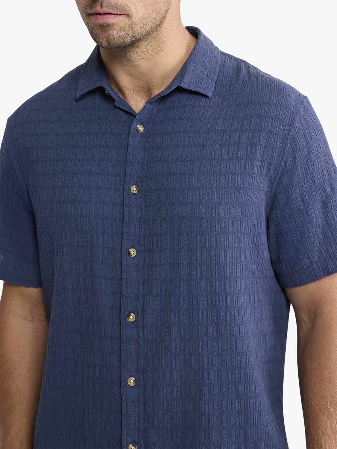 Fair Harbor Oasis Textured Shirt - Navy Basket Weave