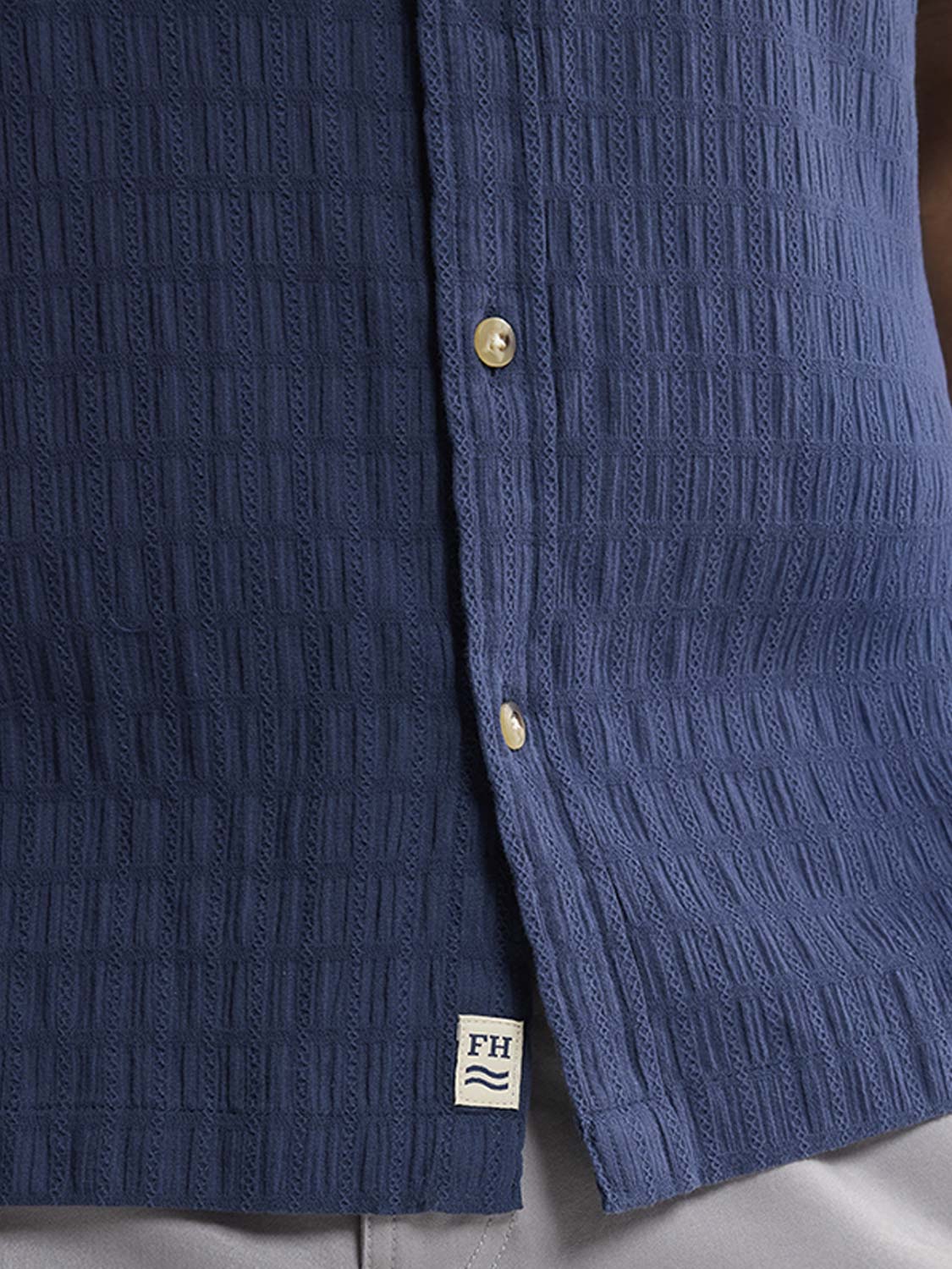 Fair Harbor Oasis Textured Shirt - Navy Basket Weave