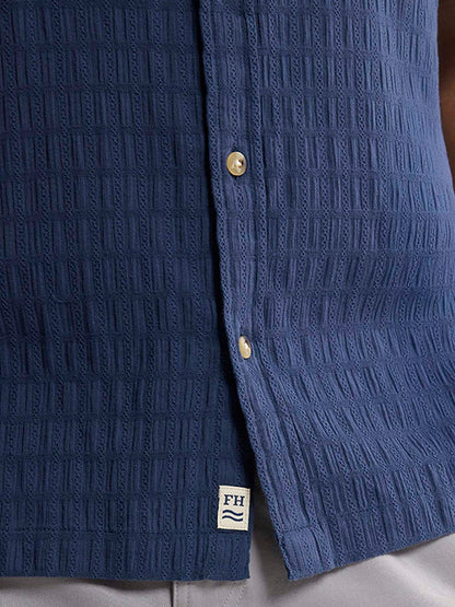 Fair Harbor Oasis Textured Shirt - Navy Basket Weave
