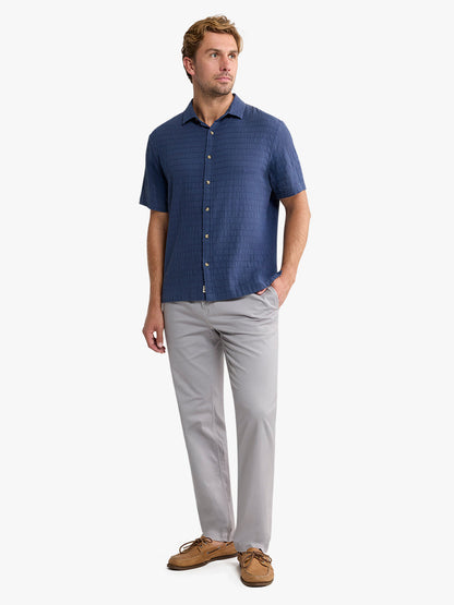 Fair Harbor Oasis Textured Shirt - Navy Basket Weave