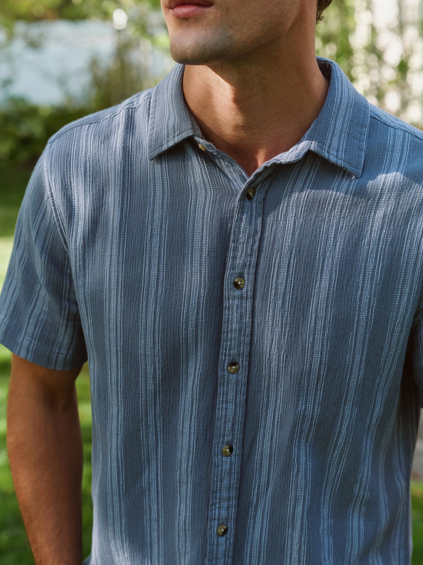 Fair Harbor Oasis Textured Shirt - Navy Basket Weave