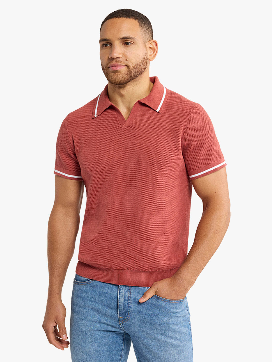 Fair Harbor Neptune Sweater Polo - Washed Red