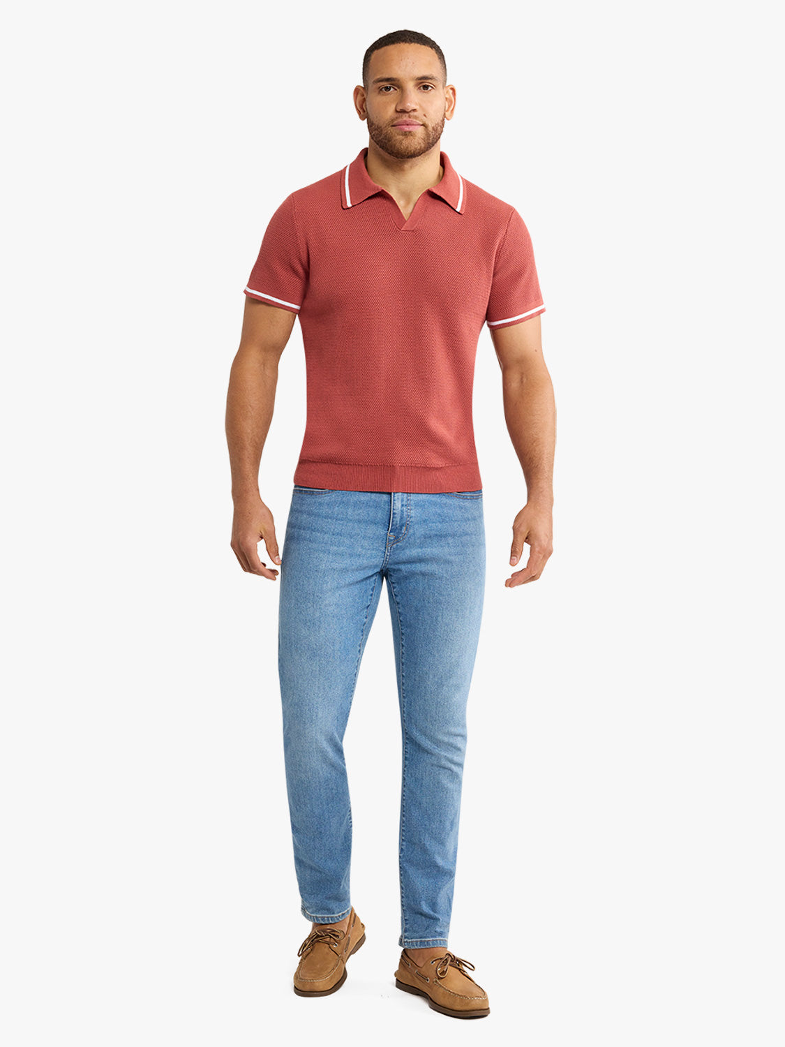 Fair Harbor Neptune Sweater Polo - Washed Red