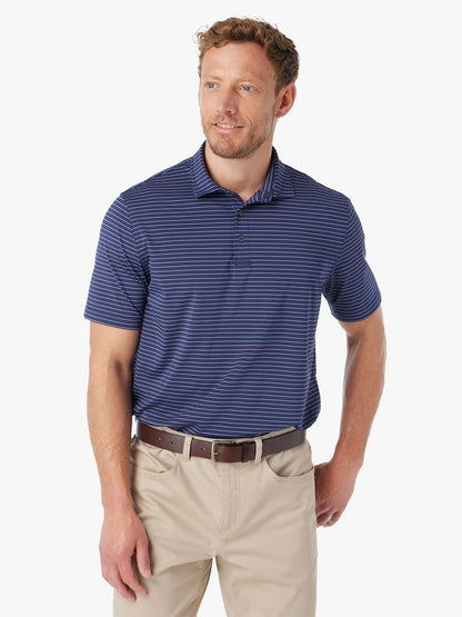 Fair Harbor Compass Polo - Navy Burgundy Stripe