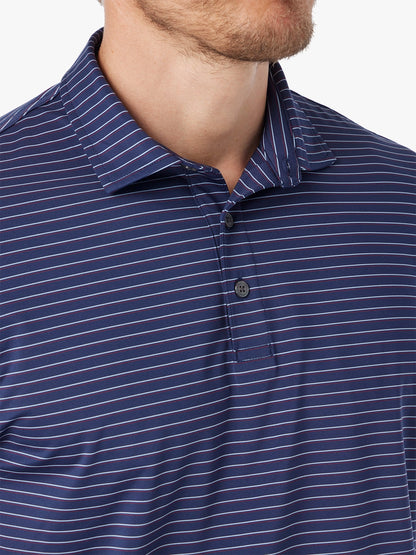 Fair Harbor Compass Polo - Navy Burgundy Stripe