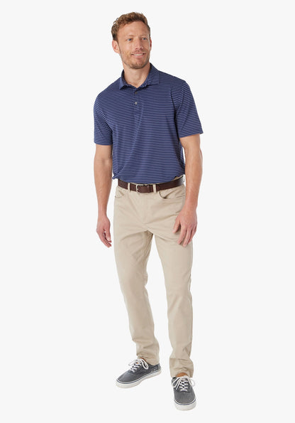 Fair Harbor Compass Polo - Navy Burgundy Stripe