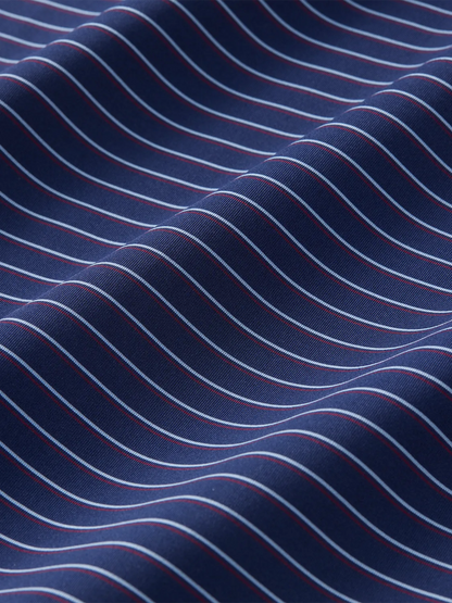 Fair Harbor Compass Polo - Navy Burgundy Stripe