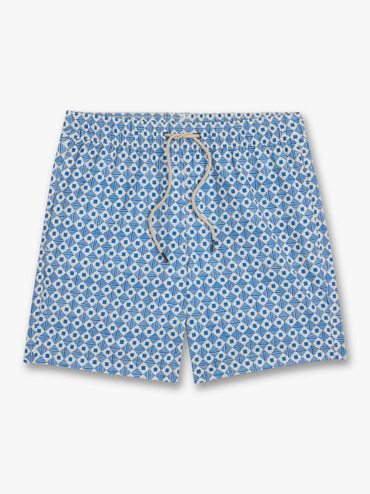 Fair Harbor Bayberry Trunk - Seersucker Sea Blue Tiles