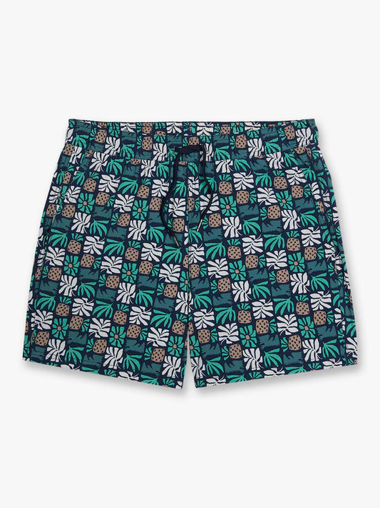 Fair Harbor Bungalow Trunk - Navy Palm Tiles