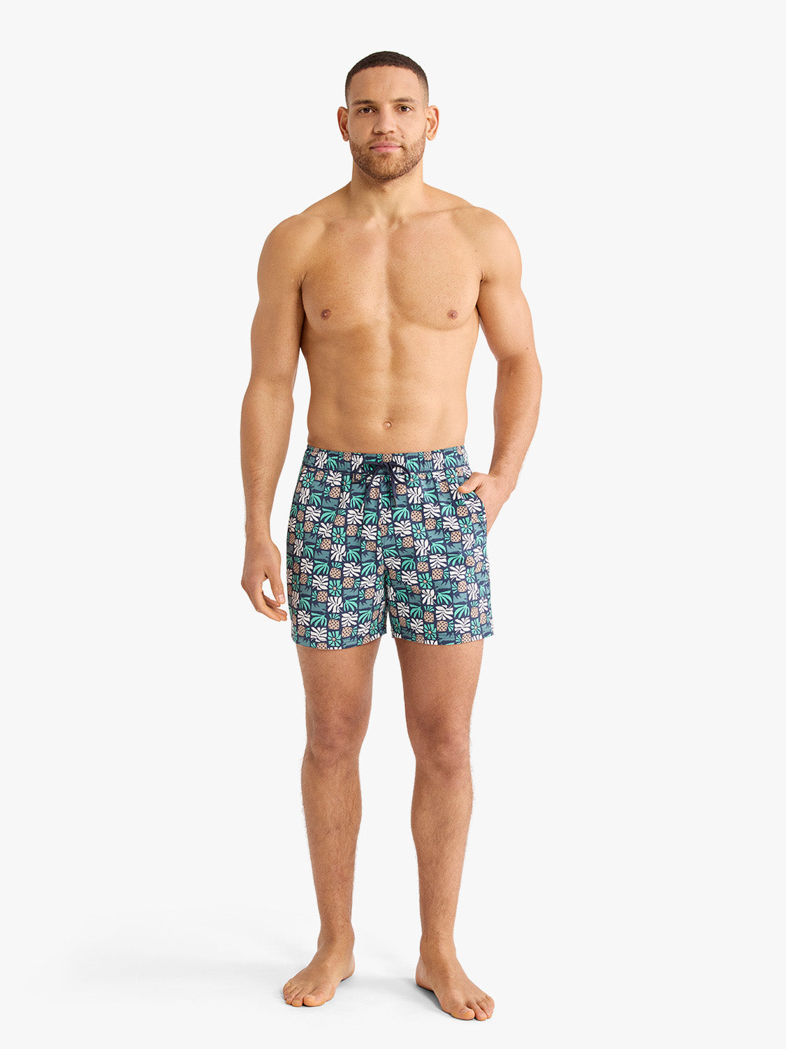 Fair Harbor Bungalow Trunk - Navy Palm Tiles