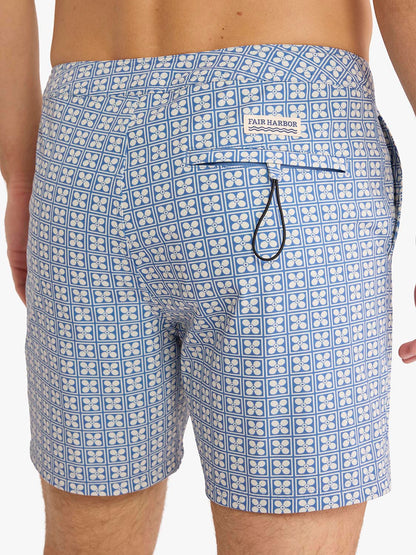 Fair Harbor Swell Board Short - Blue Flower Geo